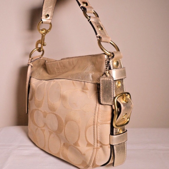 Coach Signature Zoe Gold and Tan shoulder bag - Picture 2 of 5